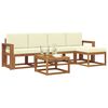 vidaXL Комплект дивани за открито 6 pcs Натурален и Крема