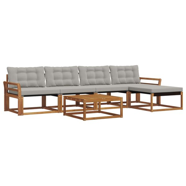 vidaXL Комплект дивани за открито 6 pcs Естествено и светло сиво