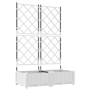 vidaXL Градинска саксия 2 pcs Бял 80 x 40 x 125,5 см Пластмаса