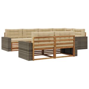 vidaXL Комплект дивани за открито 7 pcs Натурален и Бежов