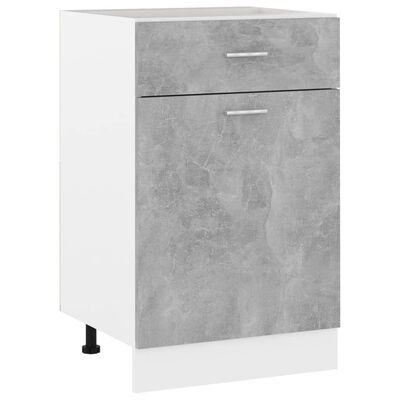 vidaXL Долен шкаф с чекмедже, бетонно сив, 50x46x81,5 см, ПДЧ