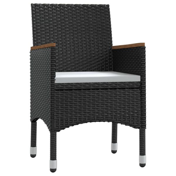 vidaXL Градински трапезен комплект от 5 части с възглавници черен