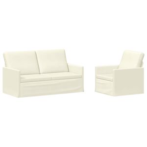 vidaXL Комплект дивани 2 pcs Кремаво Кордюрова тъкан