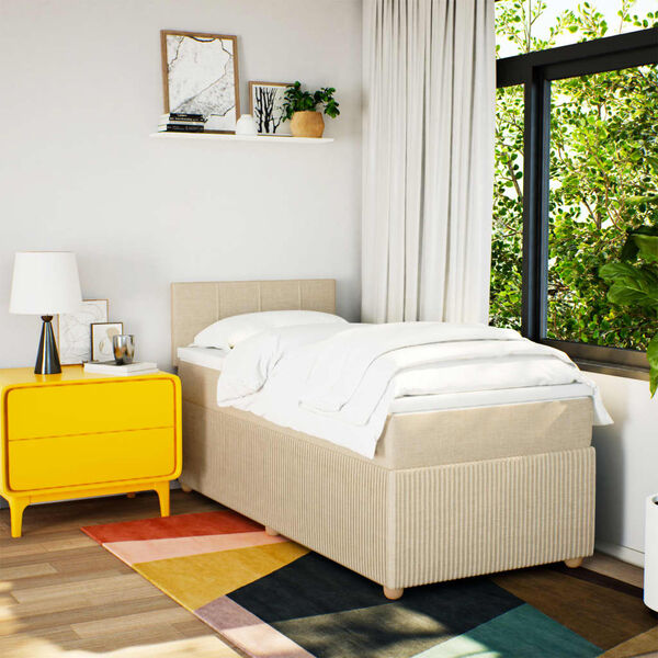 vidaXL Боксспринг легло с матрак, кремава, 80x200 см, плат