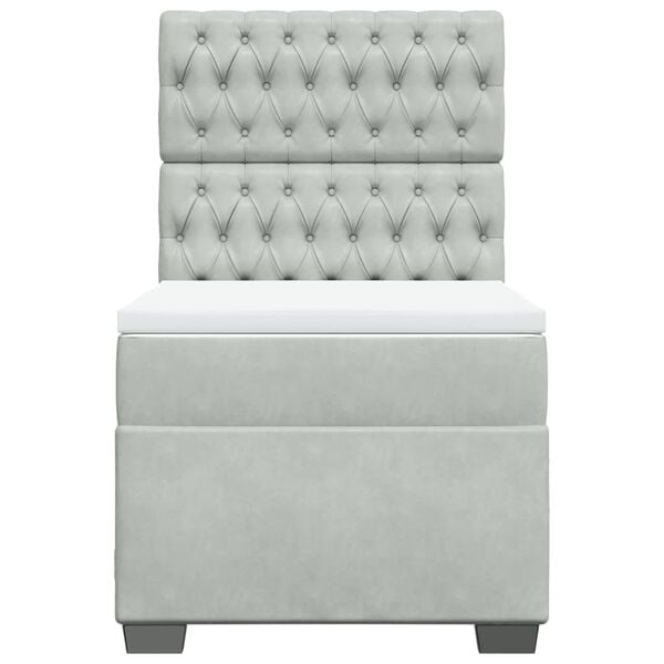 vidaXL Боксспринг легло с матрак, светлосиво, 90x200 см, кадифе