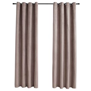 vidaXL Затъмняващи завеси с метални халки, 2 бр, таупе, 140x245 см