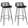 vidaXL Бар стол 2 pcs Черен 44 x 46 x 91 см Ратан и стомана