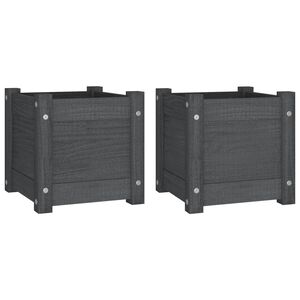 vidaXL Градински сандъци, 2 бр, сиви, 31x31x31 см, бор масив