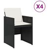 vidaXL Градински столове с възглавници, 4 бр, черен, полиратан