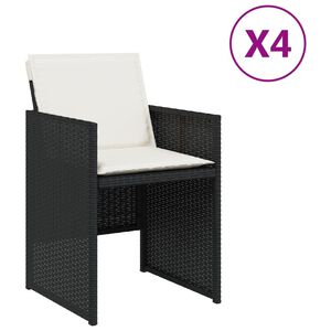 vidaXL Градински столове с възглавници, 4 бр, черен, полиратан