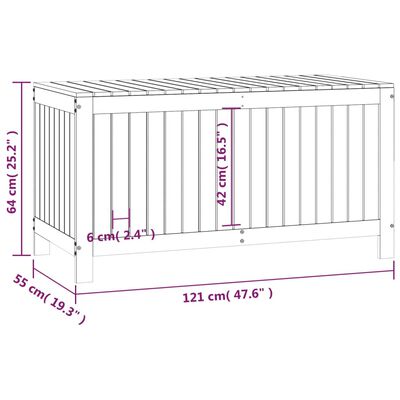 vidaXL Градинска кутия за съхранение, 121x55x64 см, бор масив