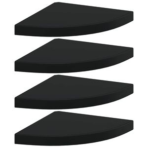 vidaXL Окачени ъглови рафтове, 4 бр, черни, 35x35x3,8 см, МДФ