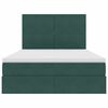 vidaXL Легло с място за съхранение и LED Тъмен зелен 140 x 200 cm