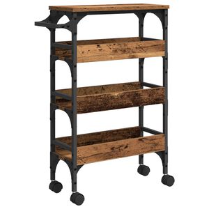 vidaXL Кухненска количка Старо дърво 53 x 20 x 76 см