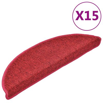 vidaXL 15 бр стелки за стълбища, бордо червени, 56x17x3 см