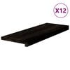 vidaXL Стълбищни стъпала, 12 бр, кафяво-черни, 70x25x2 см, дъб масив
