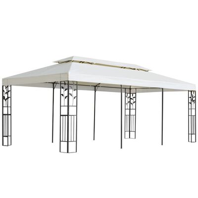 vidaXL Шатра с двоен покрив, бяла, 6x3 м, стомана