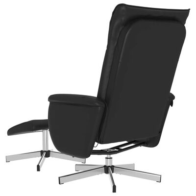 vidaXL Масажен реклайнер стол с табуретка, черен, изкуствена кожа