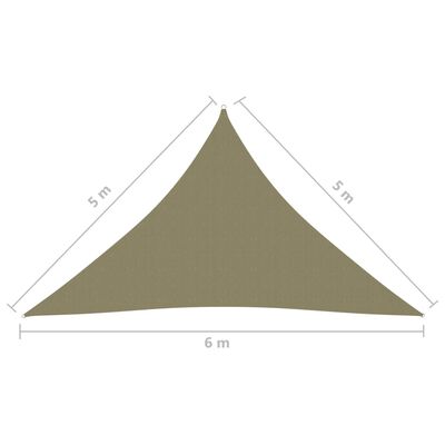 vidaXL Платно-сенник, Оксфорд плат, триъгълно, 5x5x6 м, бежово