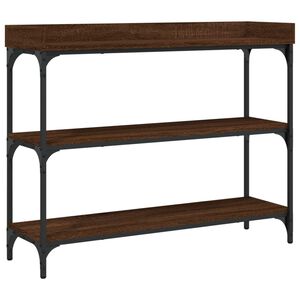 vidaXL Конзолна маса с рафтове, кафяв дъб, 100x30x80 cм
