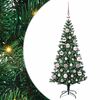 vidaXL Изкуствена коледна елха с подсветка Зелен 120 cm PVC и метал