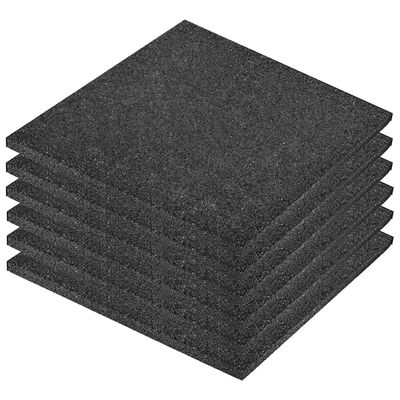 vidaXL Ударопоглъщащи каучукови плочи, 6 бр, черни, 50x50x3 см