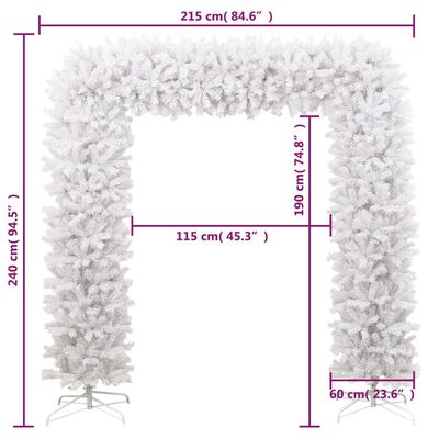 vidaXL Коледна елха арка, бяла, 240 см