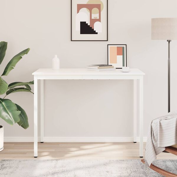 vidaXL Бар маса Бяло 110 x 55 x 105 см Солидно борово дърво