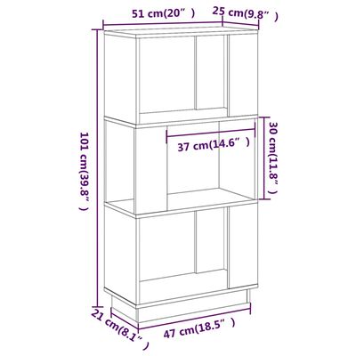 vidaXL Библиотека/разделител за стая, бяла, 51x25x101 см, бор масив