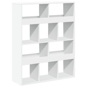 vidaXL Библиотека, бяла, 100x33x125,5 см, инженерно дърво