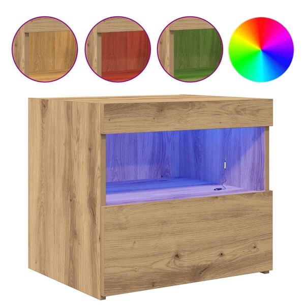 vidaXL Нощен шкаф с чекмедже Дъб 50 x 40 x 45 cm Инженерно дърво