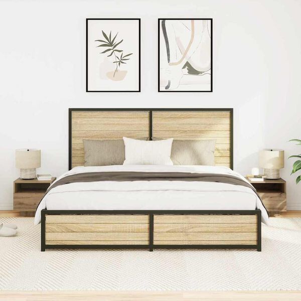 vidaXL Нощен шкаф с чекмедже 2 pcs Дъб 40 x 39 x 37 см Инженерно дърво