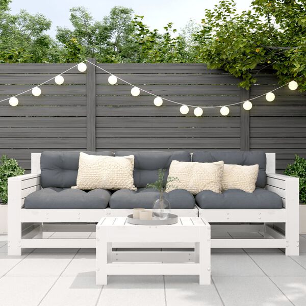 vidaXL Градинска табуретка, бяла, 62x30x32 см, бор масив