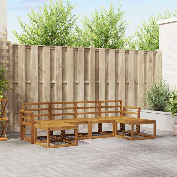 vidaXL Комплект дивани за открито 6 pcs Естествен Инженерно дърво