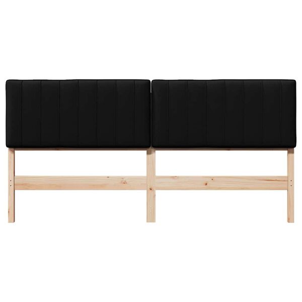 vidaXL Тапицирана табла Кафяв и черен 200 cm Солидно борово дърво