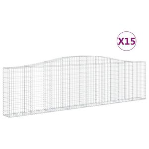 vidaXL Габионни кошници арка 15 бр 400x30x100/120см поцинковано желязо