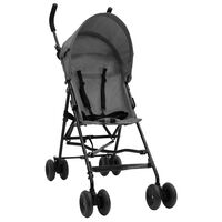 vidaXL Бебешка лятна количка, светлосиво и черно, стомана
