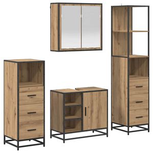 vidaXL Комплект мебели за баня 4 бр. Дъб 65 x 33 x 60 см