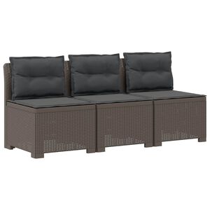 vidaXL Пейка за градина с Cushions във вид на ратан 3-местен ПП
