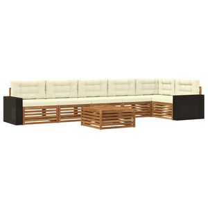 vidaXL Комплект дивани за открито 7 pcs Натурален и Крема