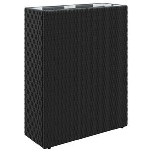 vidaXL Висока саксия Черно 55 x 22 x 70 см полиратан