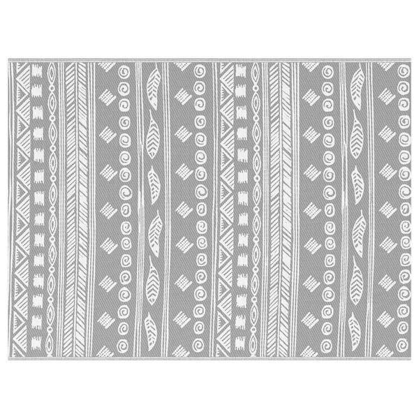 vidaXL Външен килим ARAKIL Сив и бял 400 × 300 cm 50% Полипропилен