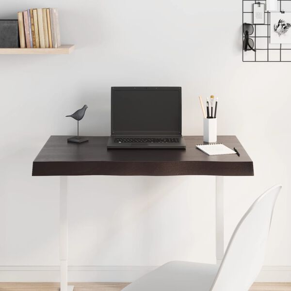 vidaXL Плот за маса тъмнокафяв 80x60x(2-6) см обработен масивен дъб