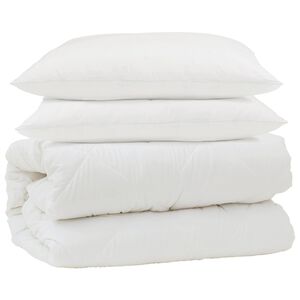 vidaXL Комплект завивки с възглавница 3 pcs Бяло Микрофибър и пух