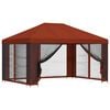 vidaXL Беседка със страници 4 &times; 3 m Теракота Полиестер и стомана
