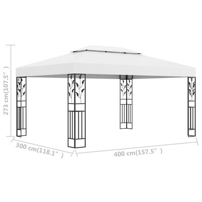 vidaXL Шатра с двоен покрив, 3х4 м, бяла