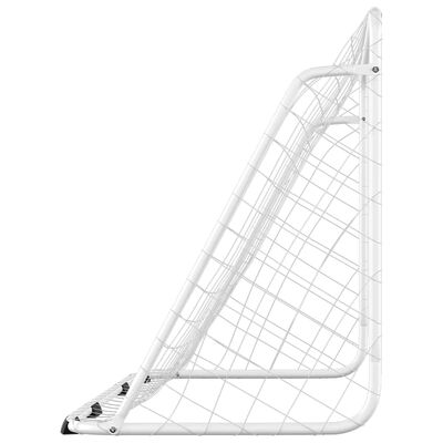 vidaXL Футболна врата с мрежа, бяла, 180x90x120 см, стомана