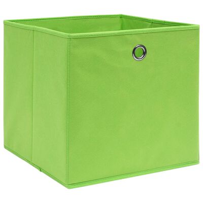 vidaXL Кутии за съхранение, 4 бр, нетъкан текстил, 28x28x28 см, зелени