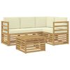 vidaXL Комплект дивани за открито 5 pcs Бяло и кремаво Полиестер