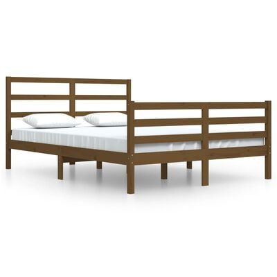 vidaXL Рамка за легло, меденокафява, бор масив, 160x200 см